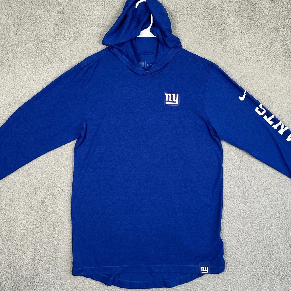 New York Giants Nike Shirt Men Medium Blue NFL Hooded Activewear Top Lightweight